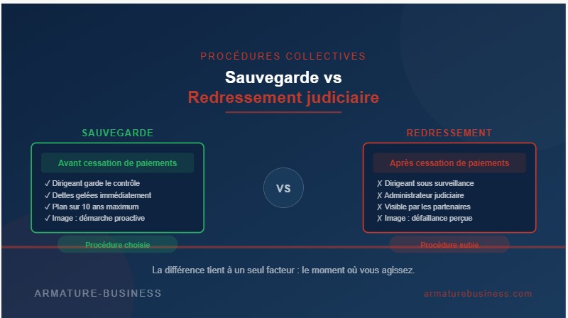 Redressement judiciaire ou sauvegarde : quelle différence et laquelle choisir ?